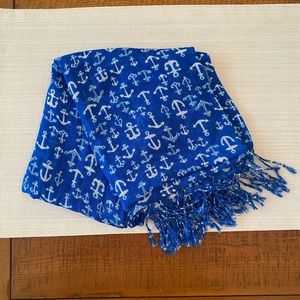 Anchor scarf, royal blue & white